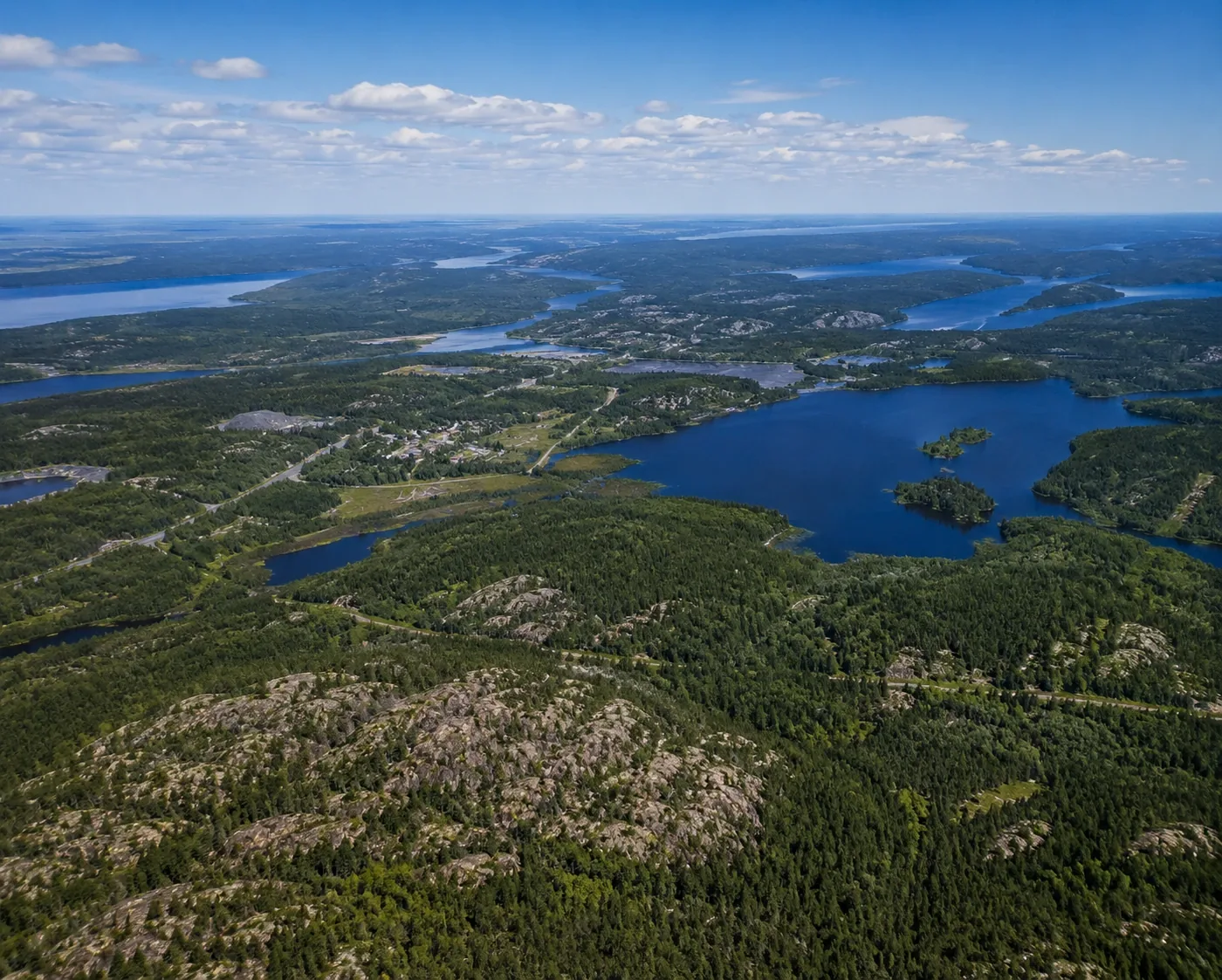Aerial view of farmland in Northern Ontario